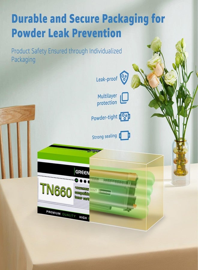 greencycle 1 Pack TN660 TN-660 TN630 TN-630 Black Toner Cartridge Replacement Compatible for MFC-L2700dw MFC-L2740dw DCP-L2540dw HL-L2300D HL-L2380DW HL-L2320D DCP-L2540DW Laser Printer - Image 5